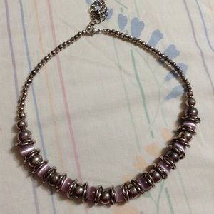 Vintage Pink eye cat stone necklace